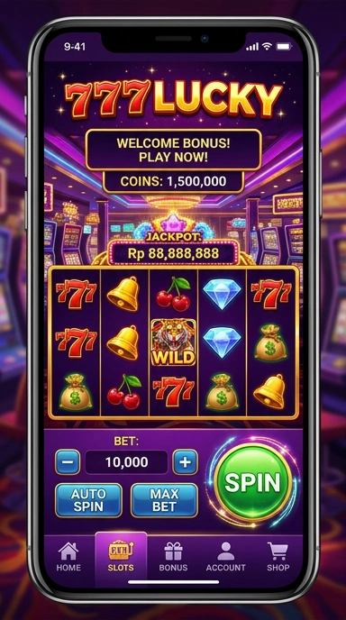 Cuplikan layar menu unduhan 777lucky untuk perangkat Android